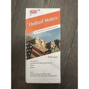 AAA United States Travel Road Map Contiguous 48 States Alaska Hawaii Folded